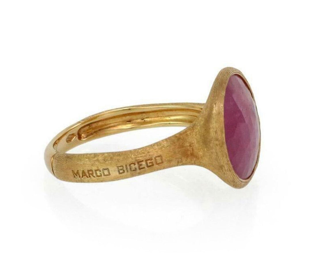 Marco Bicego Jaipur 18k Yellow Gold Pink Tourmaline Oval Ring Size 7