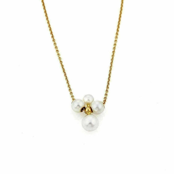 Mikimoto 18k Yellow Gold and Pearl Pendant Chain Necklace 17