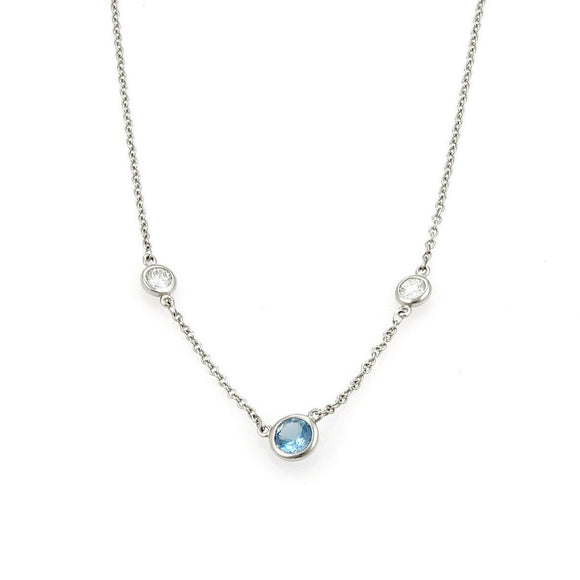 Tiffany & Co. Peretti Platinum Aquamarine Diamond By The Yard Necklace 16