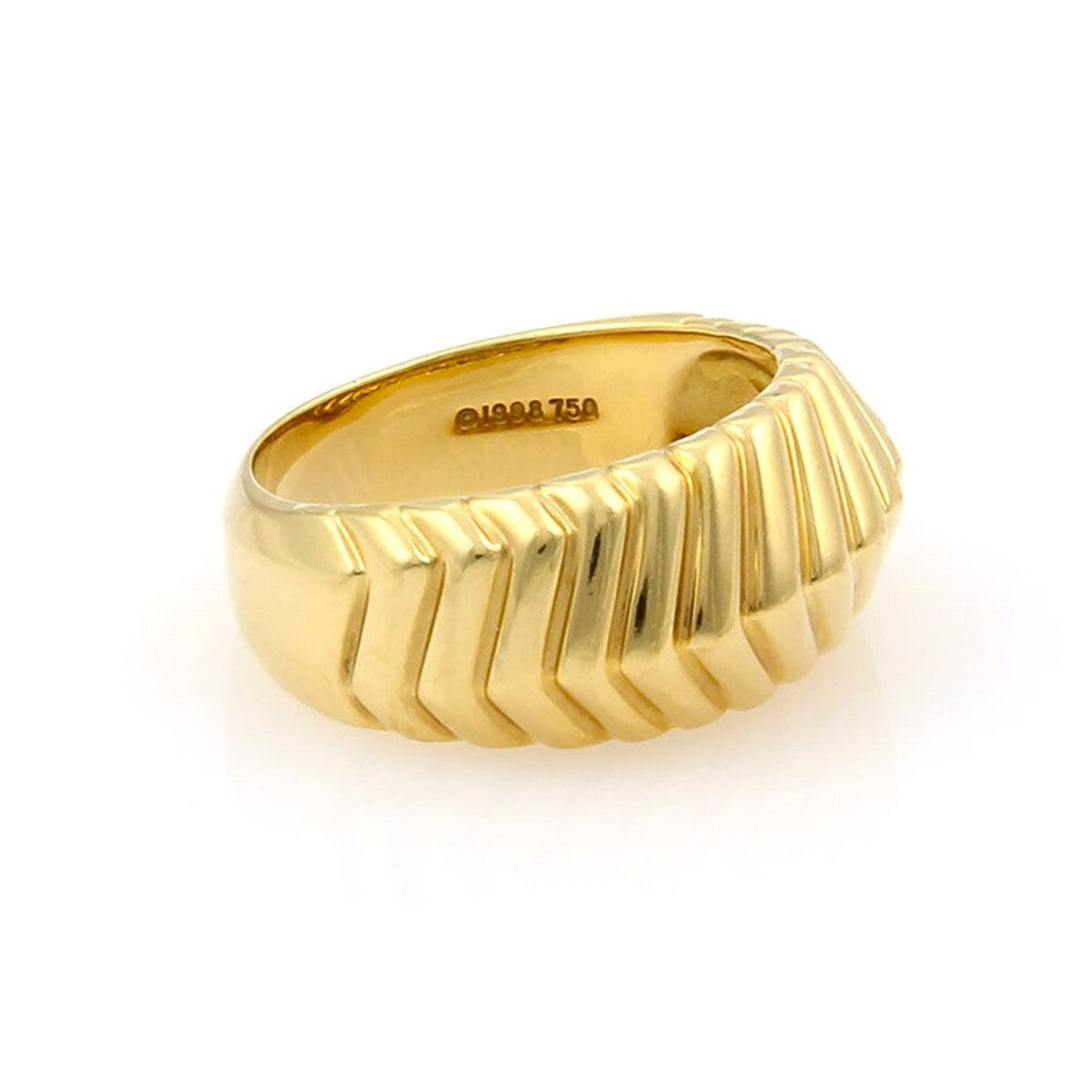 Tiffany & Co. 18k Yellow Gold Chevron Style Band Ring Size 6.5