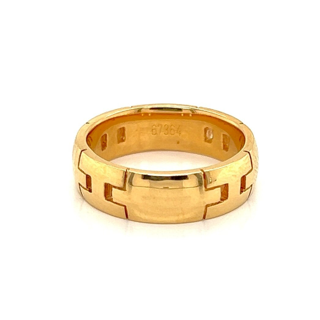 Hermes Hercules H Logo 18k Yellow Gold 5.5mm Wide Band Ring Size 5