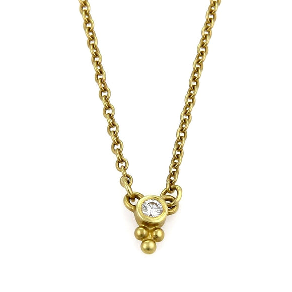 Judith Ripka Mini Dew Drop 18k Yellow Gold and Diamond Pendant Necklace 16