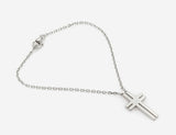 Cartier 18k White Gold and Diamond Dangle Cross Charm Bracelet 7"