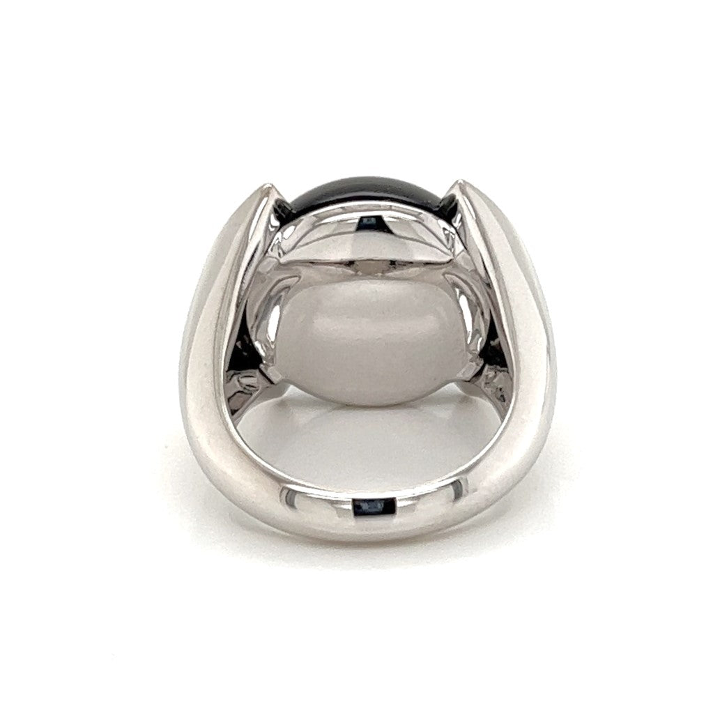 Cartier Smoky Quartz and Diamond 18k White Gold Cocktail Ring Size 6 with Box