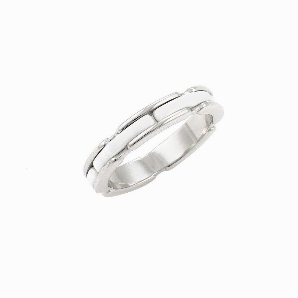 Chanel Ultra 18k White Gold and White Ceramic Band Ring Size 7.5