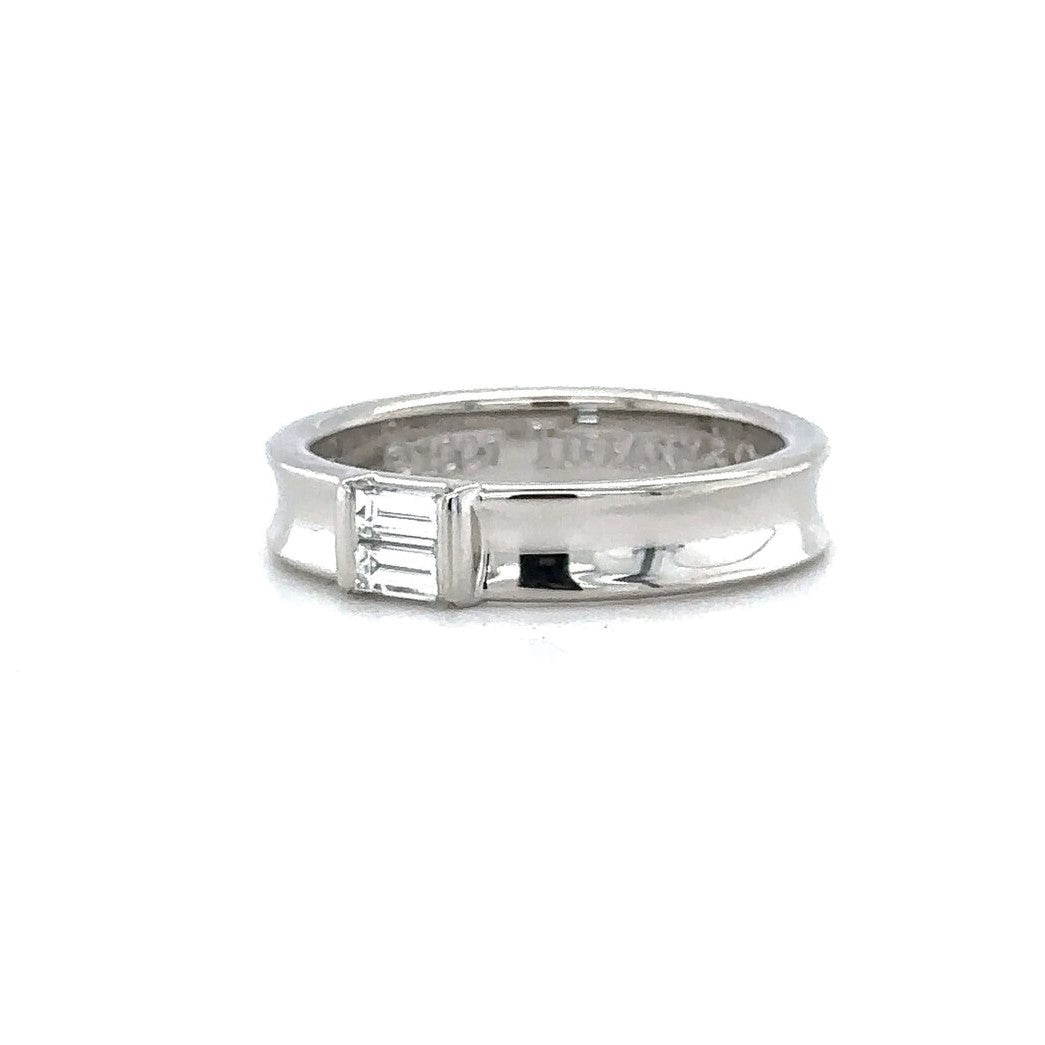 Tiffany and Co. 1997 18k White Gold Baguette Diamond Wedding Band Size 7.5