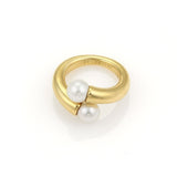 Cartier Toi et Moi Akoya Pearls 18k Yellow Gold Bypass Ring Size 7