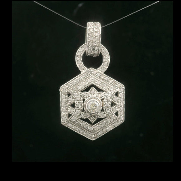 Effy Bita 14k White Gold and 0.75cttw Diamond Filigree Pendant 1.5