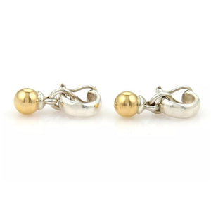 Tiffany & Co. Fascination 18k Gold Sterling Silver Hoop Dangle Ball Clip On Earrings