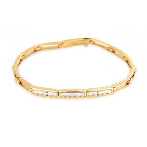 Tiffany & Co. France 18k Yellow Gold & Diamond Slim Open Bar Link Bracelet 7.5"
