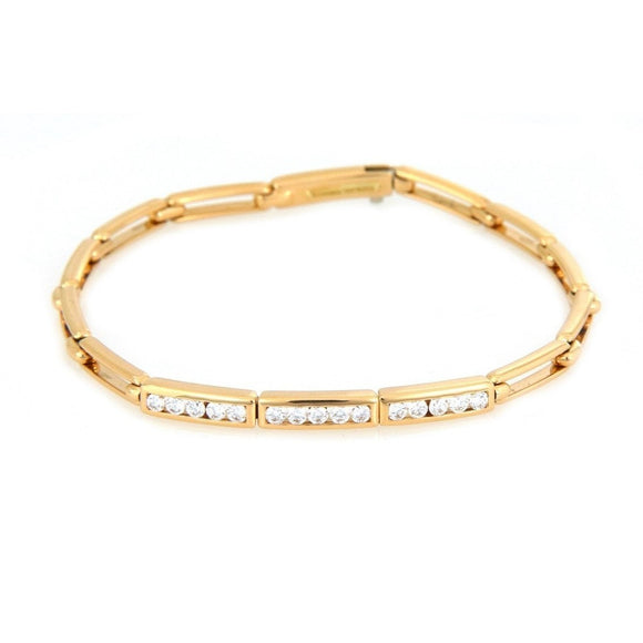 Tiffany & Co. France 18k Yellow Gold & Diamond Slim Open Bar Link Bracelet 7.5
