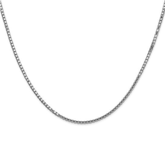 Brand New 14k White Gold 1.5mm Box Link Chain Necklace 18"