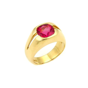 Tiffany & Co. 18k Yellow Gold & Pink Tourmaline Solitaire Ring Size 6