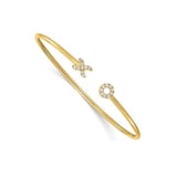 Brand New 14k Yellow Gold and Diamond XO Flex Cuff Bangle Bracelet 7"