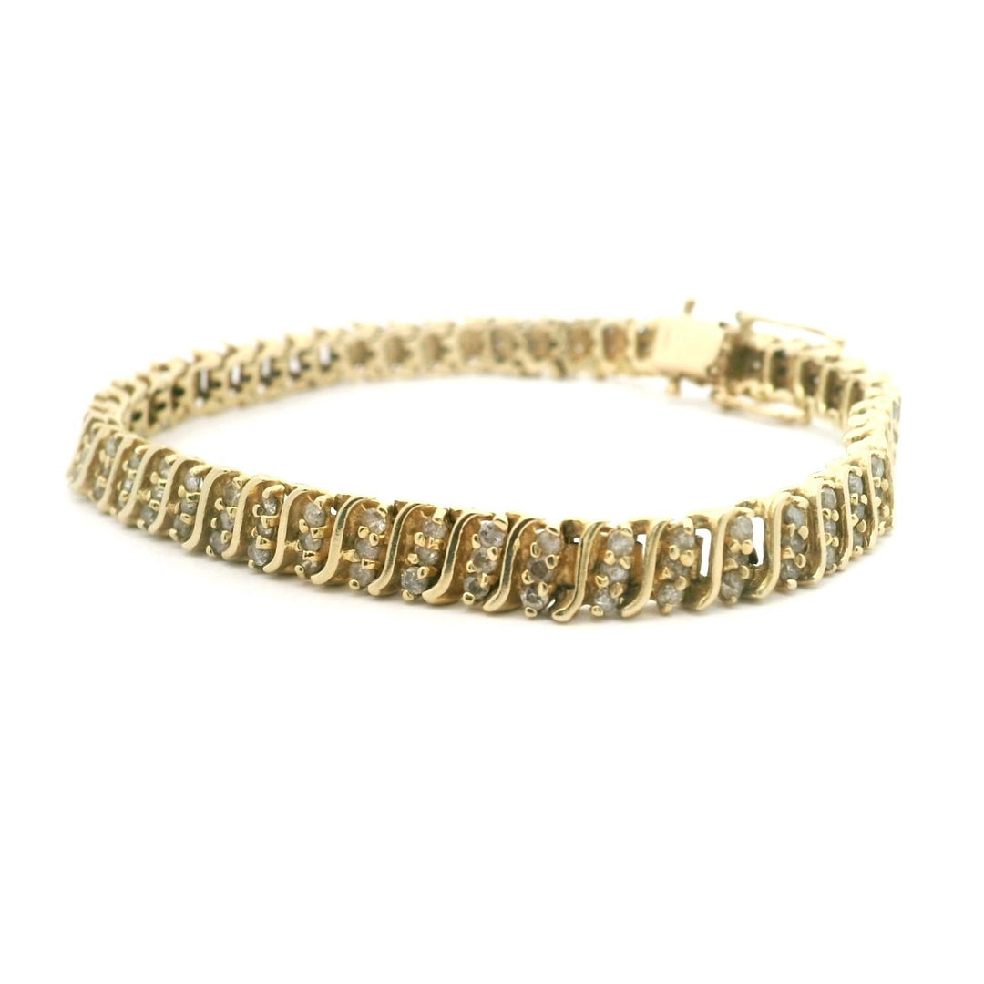 14k Yellow Gold and 3.5cttw Diamond 17.4g Vintage S Link Tennis Bracelet 7.5"