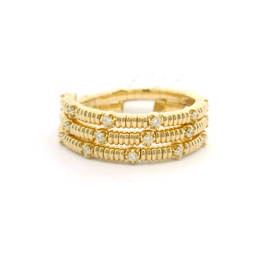 Brand New 14k Yellow and Diamond Wrap Flex Band Ring Size 7