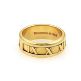 Tiffany & Co. Atlas 18k Yellow Gold Roman Numeral Band Ring Size 5