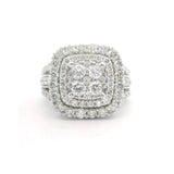 14k White Gold and 3.25cttw Diamond Cluster Ring Size 6.75