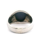 14k White Gold Blue Star Sapphire and Diamond Men's Vintage Ring Size 8.5