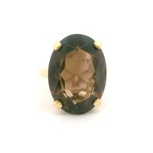 10k Yellow Gold Large Smoky Quartz Cocktail Ring Size 7