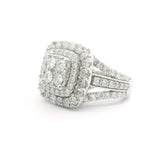 14k White Gold and 3.25cttw Diamond Cluster Ring Size 6.75