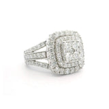 14k White Gold and 3.25cttw Diamond Cluster Ring Size 6.75