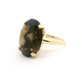 10k Yellow Gold Large Smoky Quartz Cocktail Ring Size 7