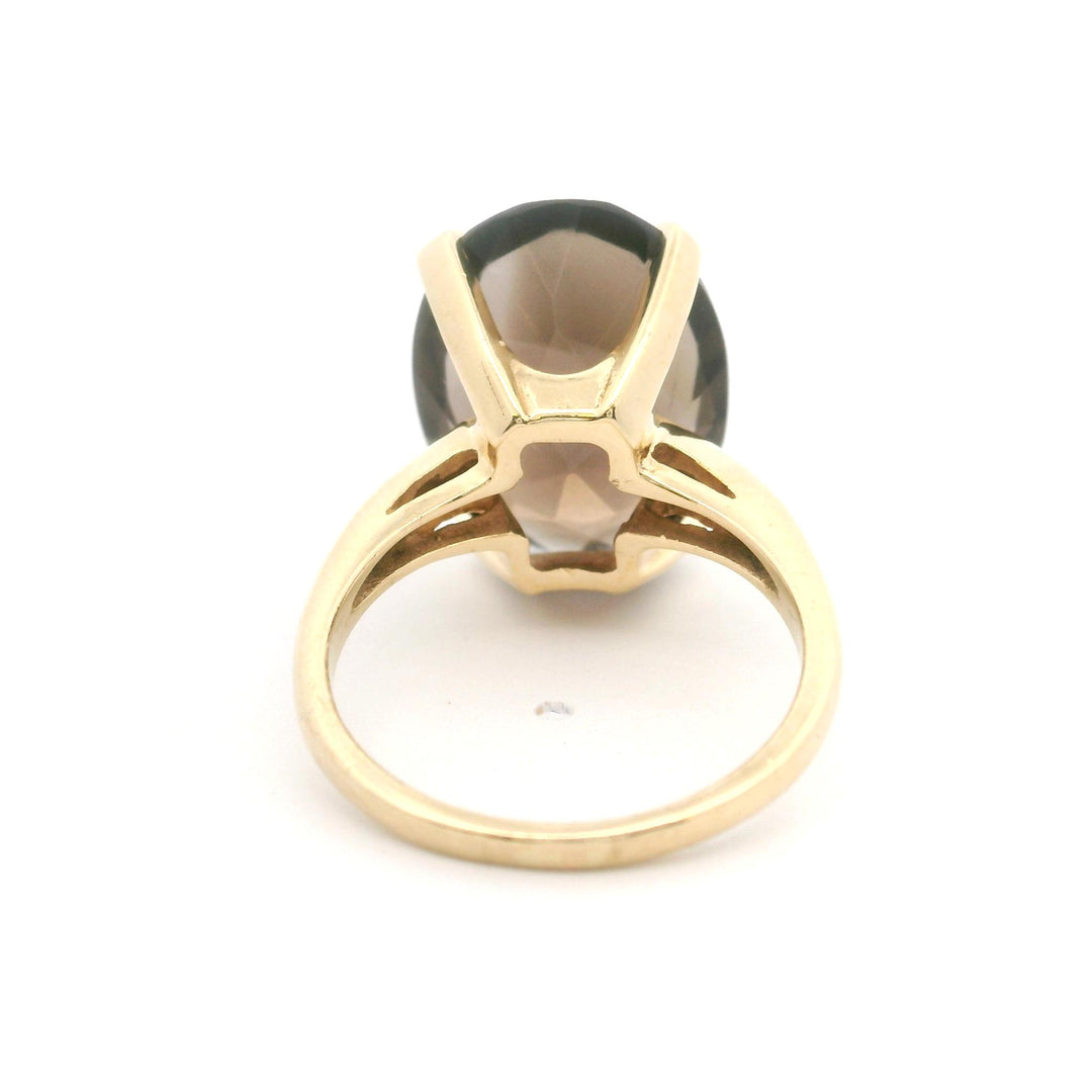 10k Yellow Gold Large Smoky Quartz Cocktail Ring Size 7