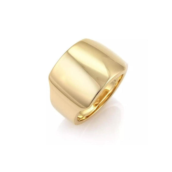 Cartier Santos Dumont 18k Yellow Gold Wide Band Ring Size 7