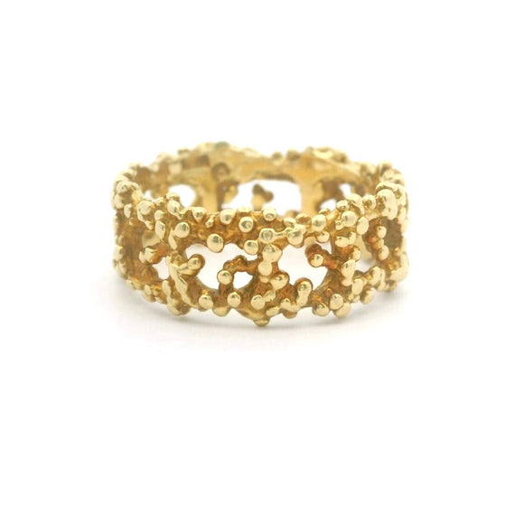 18k Yellow Gold 7.5g Solid Vintage Nugget Style Band Ring Size 8