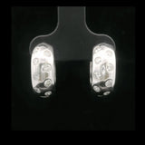 14k White Gold and Bezel Set Diamond Solid Small Huggie Earrings