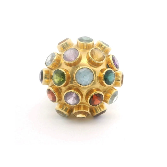 18k Yellow Gold Ladies Multi Gemstone Sputnik Ring Size 6