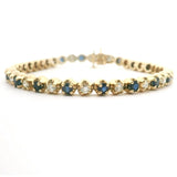 14k Yellow Gold 1.4cttw Diamond and Sapphire Vintage Tennis Bracelet 6.75"