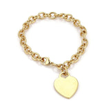Tiffany & Co. 18k Yellow Gold Heart Tag Charm Link Bracelet 7.5"