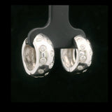 14k White Gold and Bezel Set Diamond Solid Small Huggie Earrings