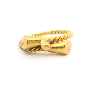 22k Yellow Gold 4g Ladies Ribbed Bypass Ring Size 5.5