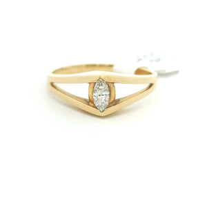 Brand New 14k Yellow Gold and Marquise Cut Solitaire Diamond Ring Size 6