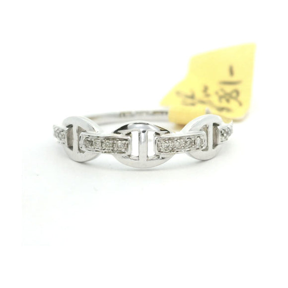 Brand New 14k White Gold and Diamond Buckle Band Ring Size 6.5