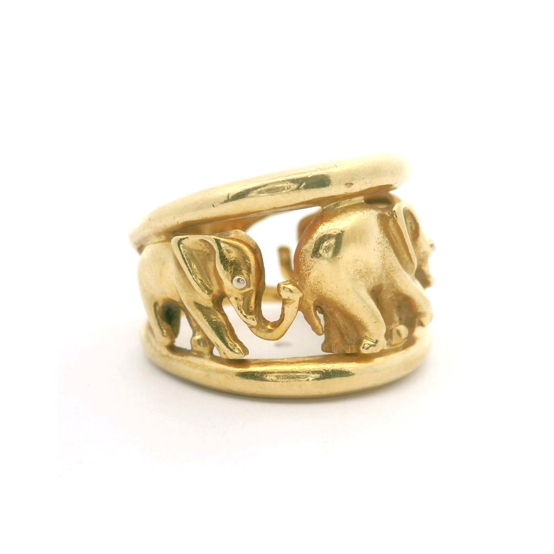 18k Yellow Gold 10.8g Solid Heavy Graduated Wide Elephant Band Ring Italy Size 7