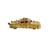 14k Yellow Gold 15.8g Turquoise and Pink Sapphire Vintage Intricate Car Charm