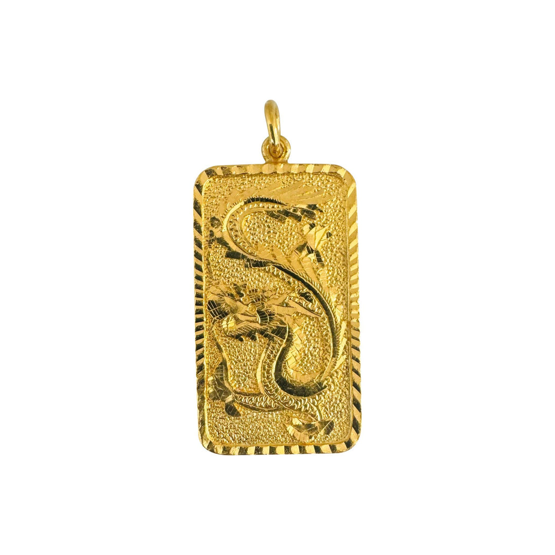 24k Pure Yellow Gold 18.9g Solid Heavy Diamond Cut Snake Pendant 1.3"