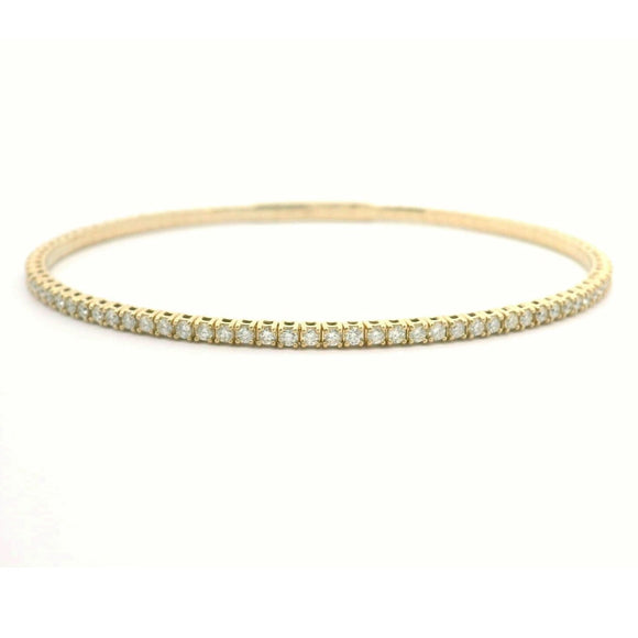 Brand New 14k Yellow Gold and 1.4cttw Diamond Flex Bangle Bracelet 7