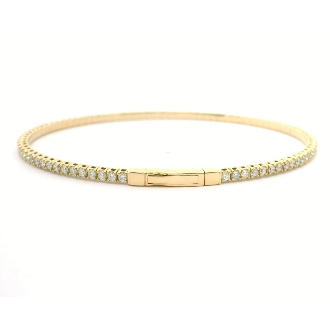 Brand New 14k Yellow Gold and 1.4cttw Diamond Flex Bangle Bracelet 7"