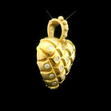 18k Yellow Gold and Diamond 14.2g Solid Vintage Puffed Heart Pendant 1.25"