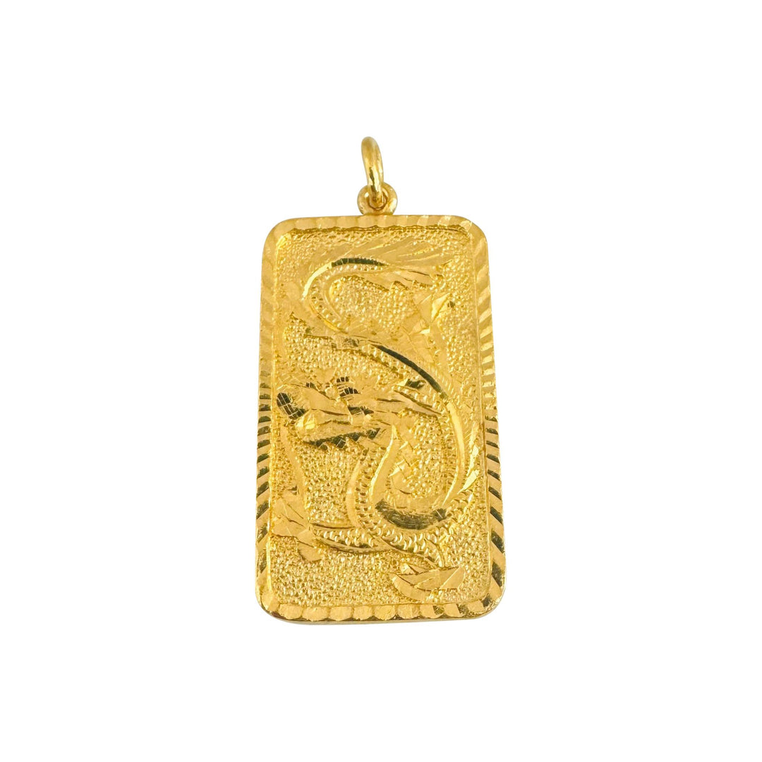 24k Pure Yellow Gold 18.9g Solid Heavy Diamond Cut Snake Pendant 1.3"