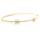 Brand New 14k Yellow Gold and Diamond Butterfly Flex Bangle Bracelet 7"