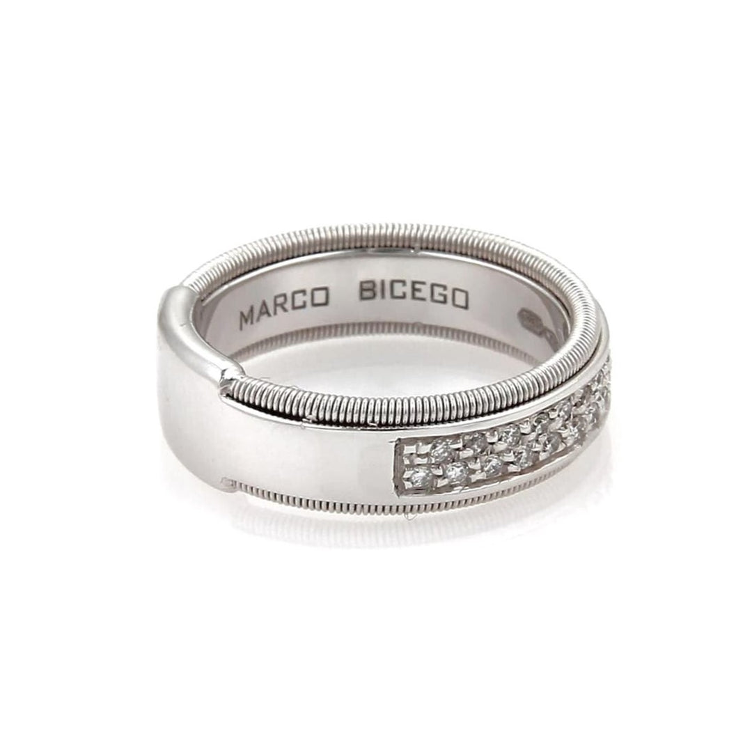 Marco Bicego GOA 18k White Gold and Diamond Band Ring Size 7.5
