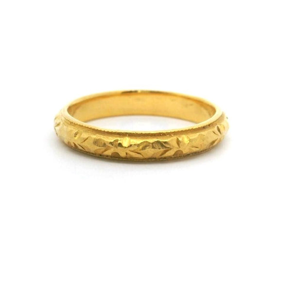 24k Pure Yellow Gold 4.4g Solid Intricate 3mm Band Ring Size 6.5