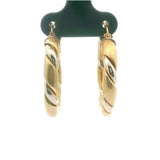 14k Yellow and White Gold 6.8g Two Tone Twisted Hoop Earrings Italy