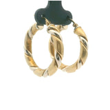 14k Yellow and White Gold 6.8g Two Tone Twisted Hoop Earrings Italy